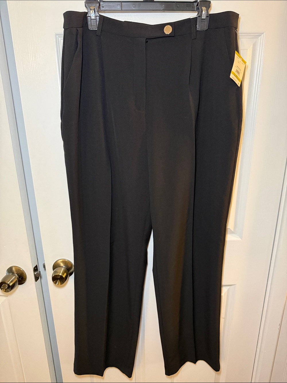 Anne Klein High Rise Black Trousers Size 14 NWT Work Career Pants